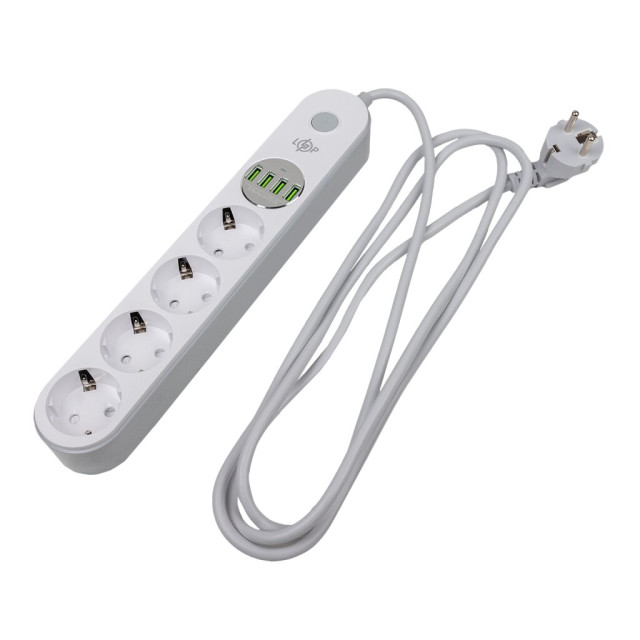 Мережевий фільтр (подовжувач) LogicPower LP F24U4 (4x220V-2500W, 4xUSB-5V/3,4A 17W Auto Max) Мережевий фільтр (подовжувач) LogicPower LP F24U4 (4x220V-2500W, 4xUSB-5V/3,4A 17W Auto Max)