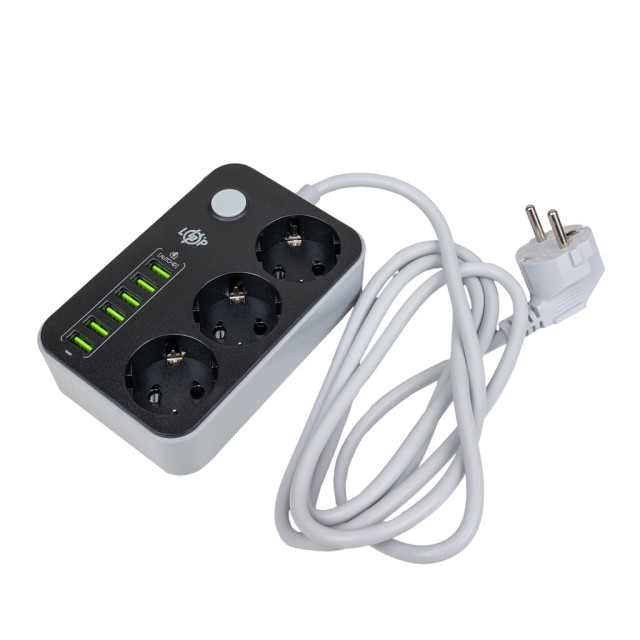 Мережевий фільтр (подовжувач) LogicPower LP F24U6 (3x220V-2500W, 6xUSB-3,4A) Мережевий фільтр (подовжувач) LogicPower LP F24U6 (3x220V-2500W, 6xUSB-3,4A)