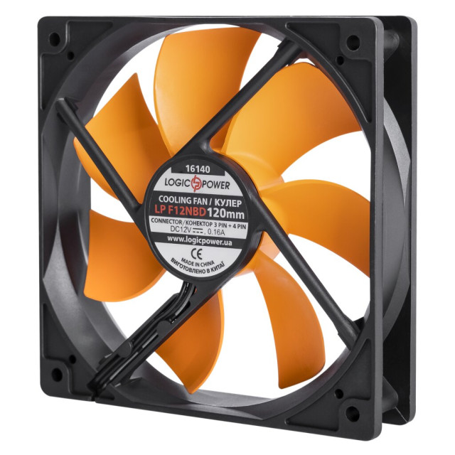Вентилятор 120 мм 3pin + 4pin (Molex живлення) LogicPower LP F12NBD