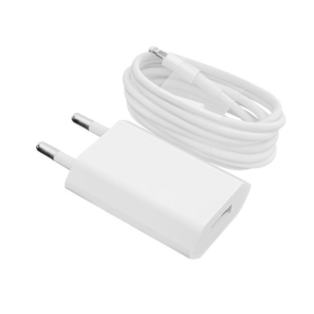 Зарядний пристрій LogicPower LP АС-005 USB 5V 1A + кабель Lighting/ОЕМ White